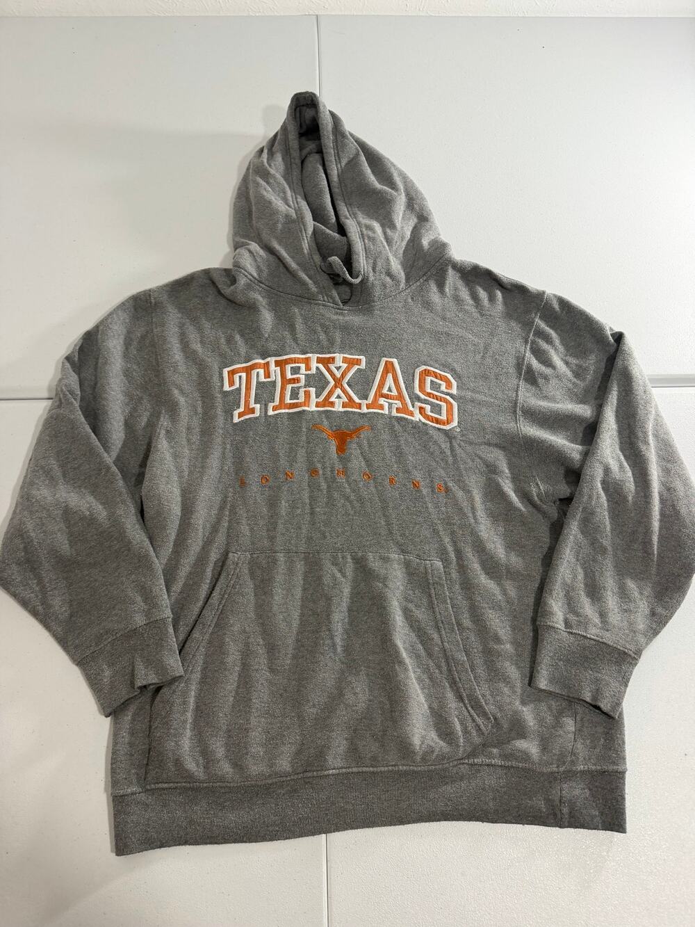Texas Longhorns Hoodie Cadre Gray Embroidered Pullover Sweatshirt Size Medium